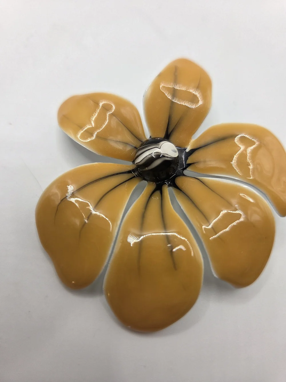 1696. Vintage Yellow Enamel Flower